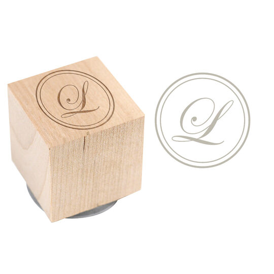 Pretty Initial Wood Block Rubber Stamp